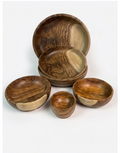 Handcrafted Pure Sheesham Wooden Bowl Set (5 Pieces) – Premium Natural Grain Serving & Decor Bowls