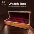 DIVINE Handmade Exotic Wood 5-Slot Watch Box - Rich Crimson Velvet Interior