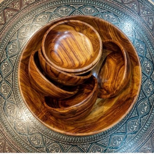 DIVINE Handcrafted Exotic Rosewood Nesting Bowls Set
