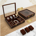 Premium Hand-Carved Wooden Watch Box & Jewelry Organizer