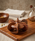 Handcrafted Wooden Coaster Set with Carved Spinning Carousel Holder