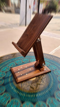 Adjustable wooden stand embedded with brass
