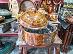 Handcrafted Wooden Hotpot with Brass Star Inlays