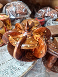 Handcrafted Wooden Coaster Set with Brass Star Inlays & Carousel Stand