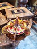 Hand-Painted Wooden Coaster Set with Holder (6-Piece)