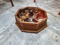 Hand-Carved Octagonal Wooden Dry Fruit Organizer with Glass Lid