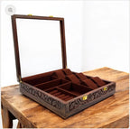 Premium Hand-Carved Wooden Watch Box & Jewelry Organizer