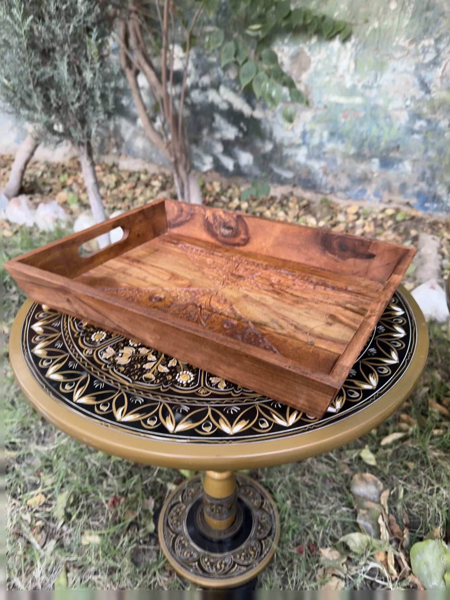 Set of 3 Handcrafted Wooden Serving Trays