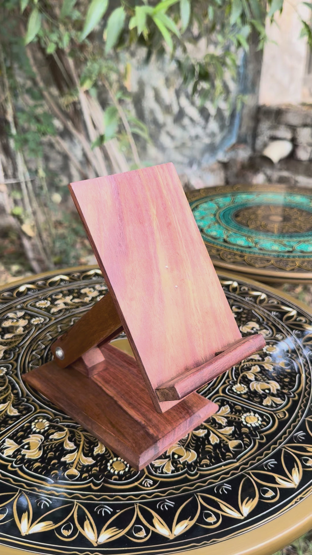 Handmade Wooden Adjustable Phone Stand (with Charging Slot)