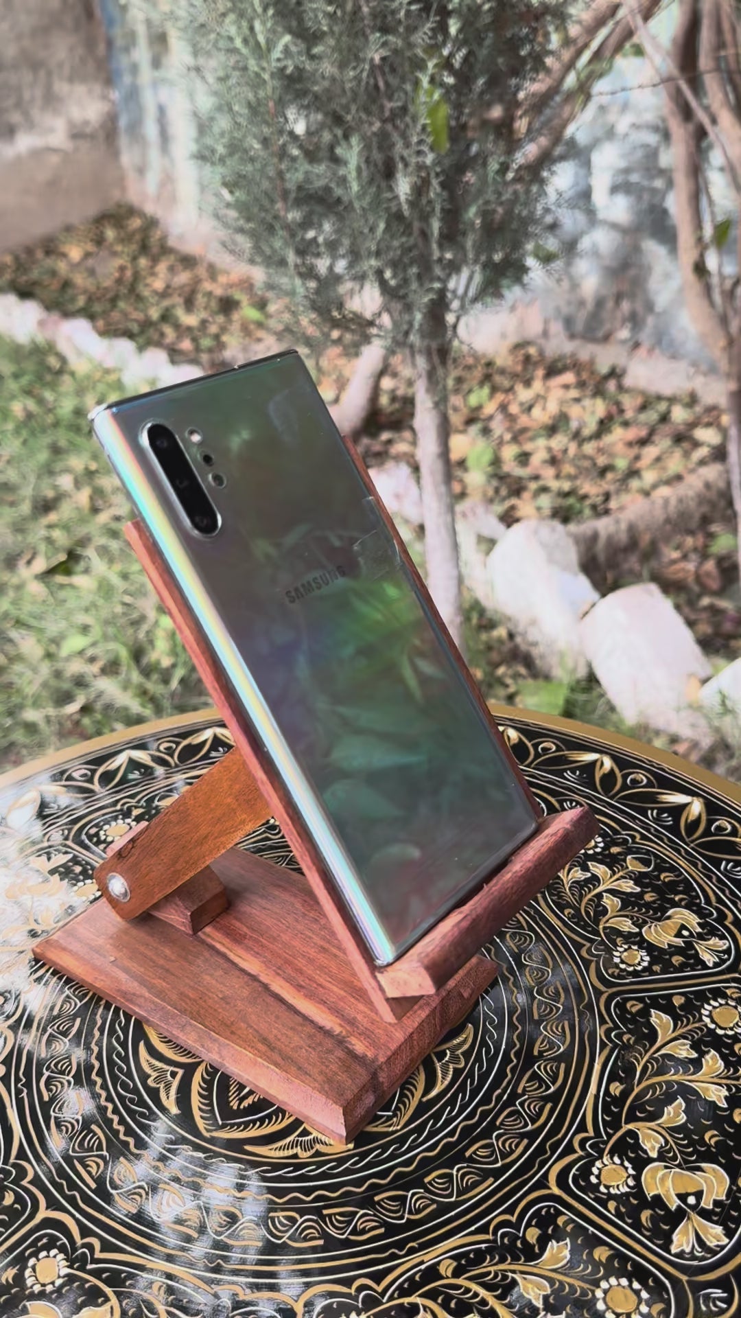 Handmade Wooden Adjustable Phone Stand (with Charging Slot)