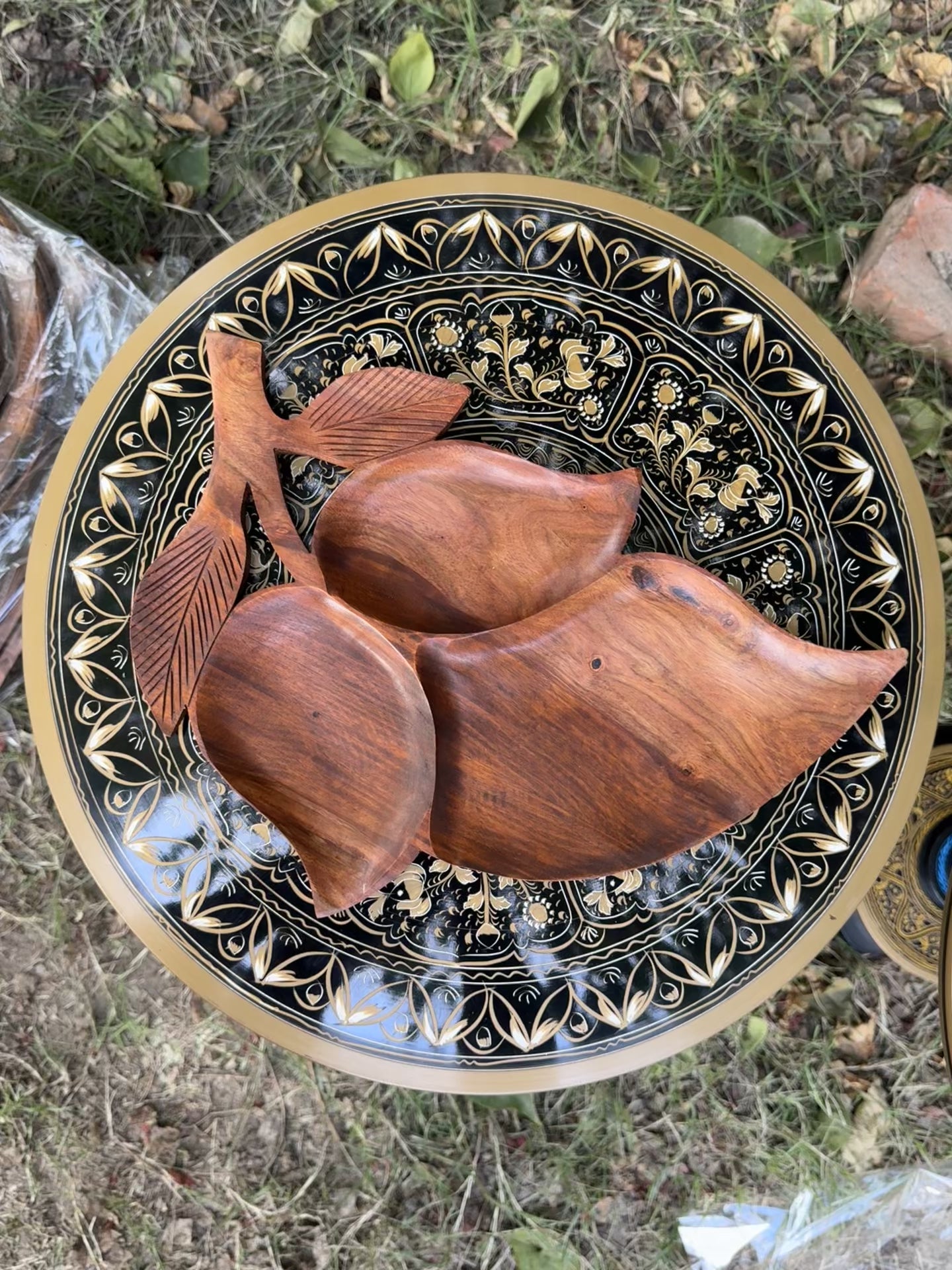 Handcrafted Leaf Wooden Dry Fruit & Snack Platter