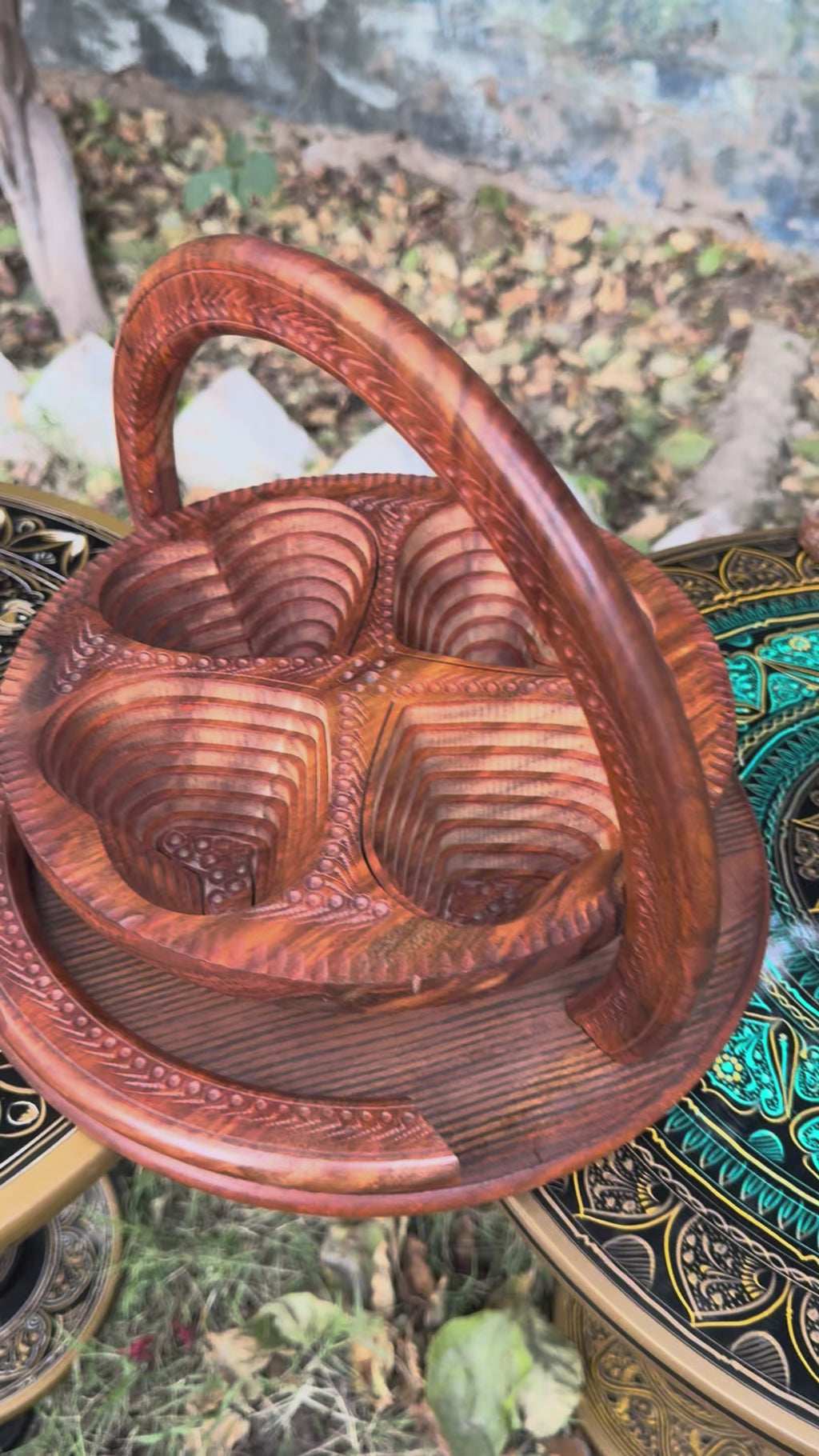 Handcrafted Large Foldable Wooden Dry Fruit Basket
