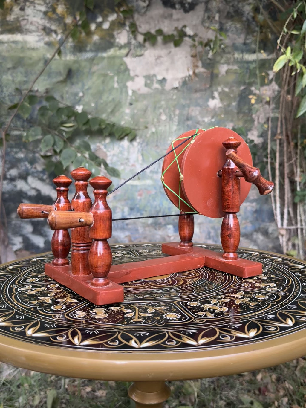 Handcrafted Vintage Wooden Charkha Model