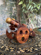 Handcrafted Royal Wooden Cannon Sculpture