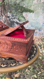 Premium Wooden Quran Box with Integrated Rehal Stand & Red Velvet Lining