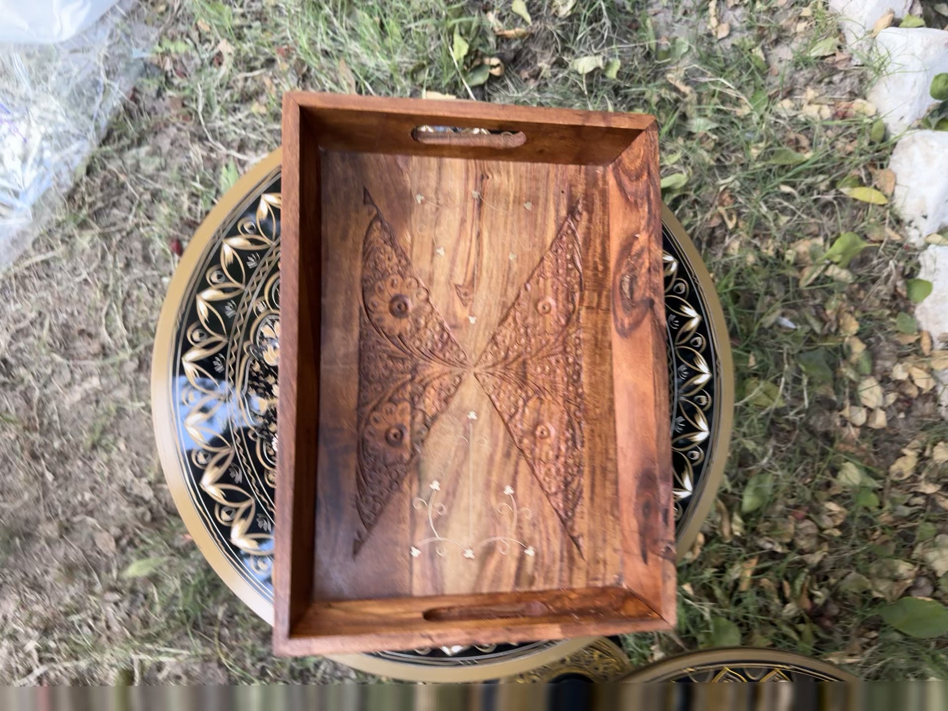 Set of 3 Handcrafted Wooden Serving Trays