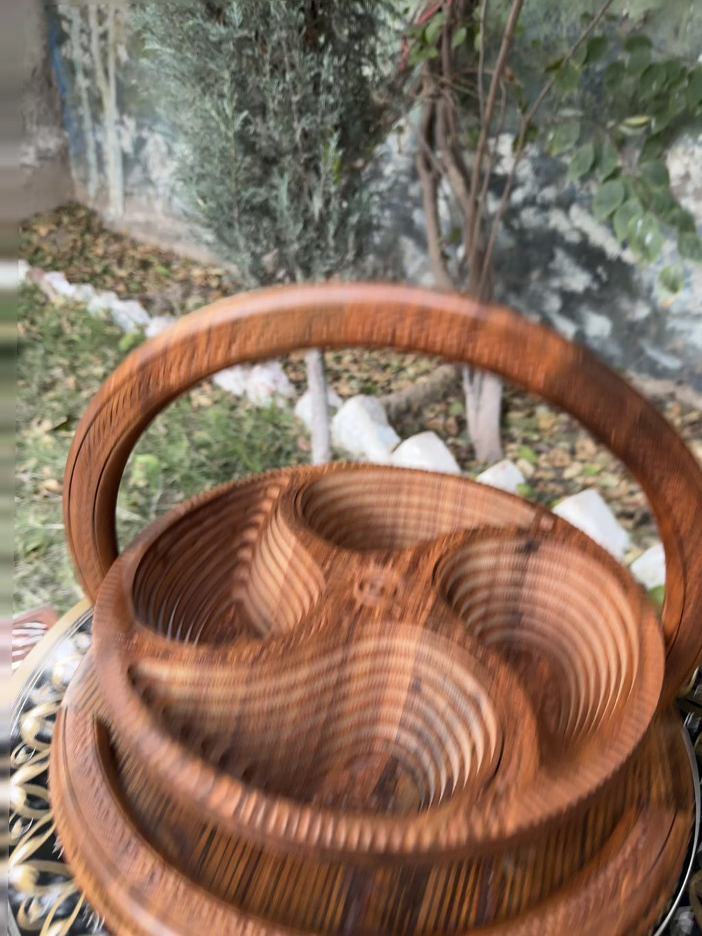 Handcrafted Large Foldable Wooden Dry Fruit Basket