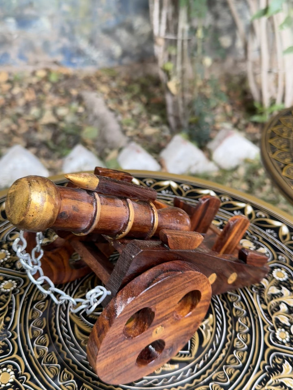 Handcrafted Royal Wooden Cannon Sculpture