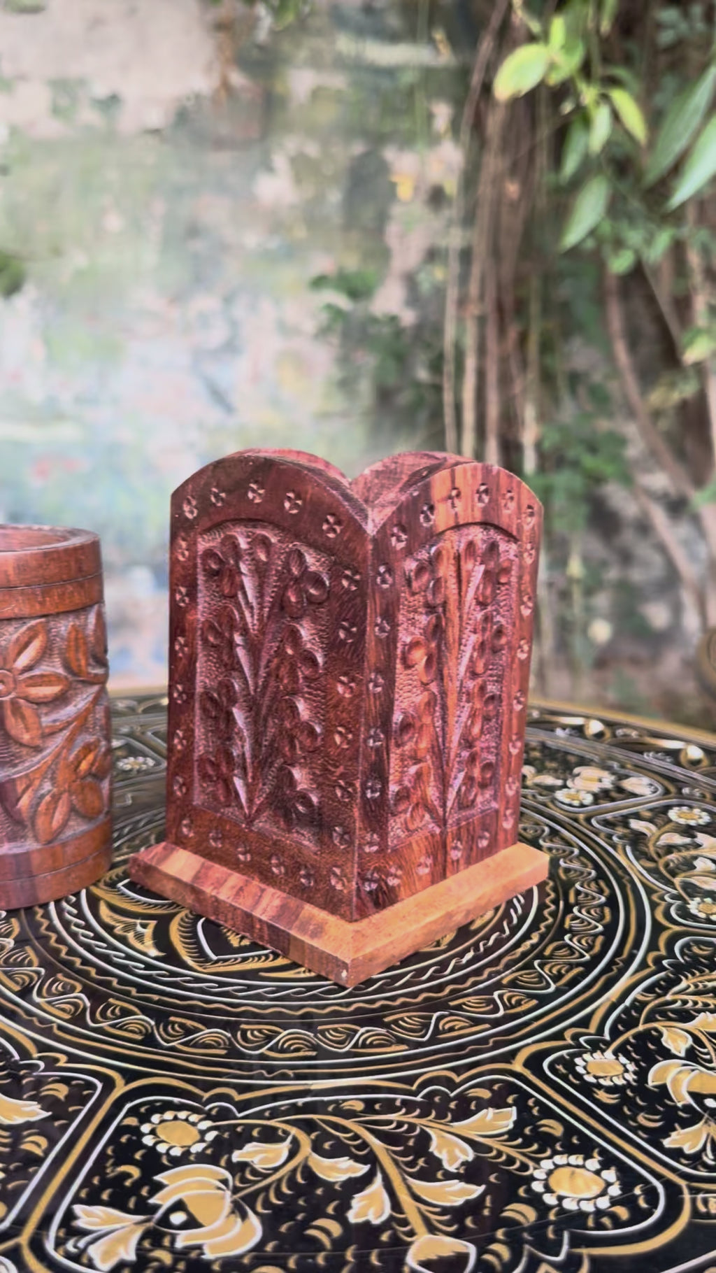 Handcrafted Premium Carved Wooden Pencil Holder