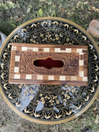 Handcrafted Tokri-Style Wooden Tissue Box