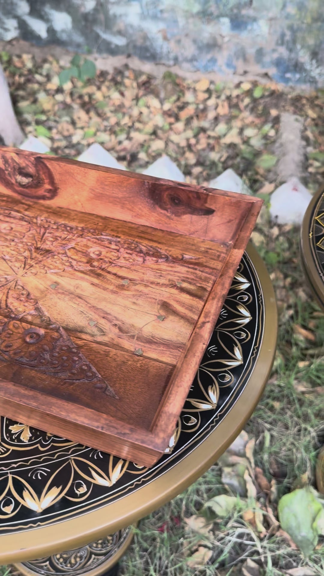 Set of 3 Handcrafted Wooden Serving Trays