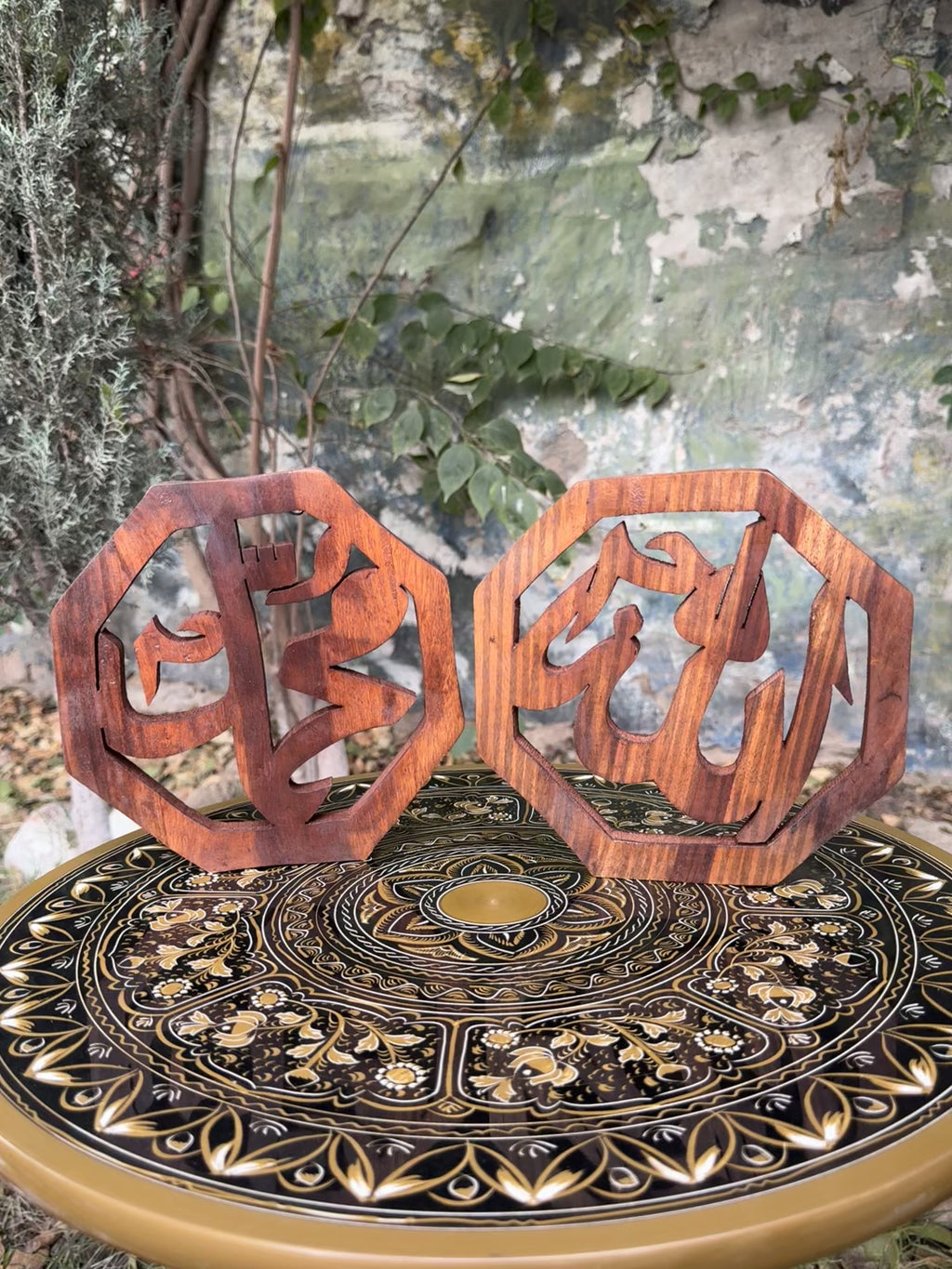 Handcrafted Wooden Allah & Muhammad (ﷺ) Islamic Wall Hanging Decor