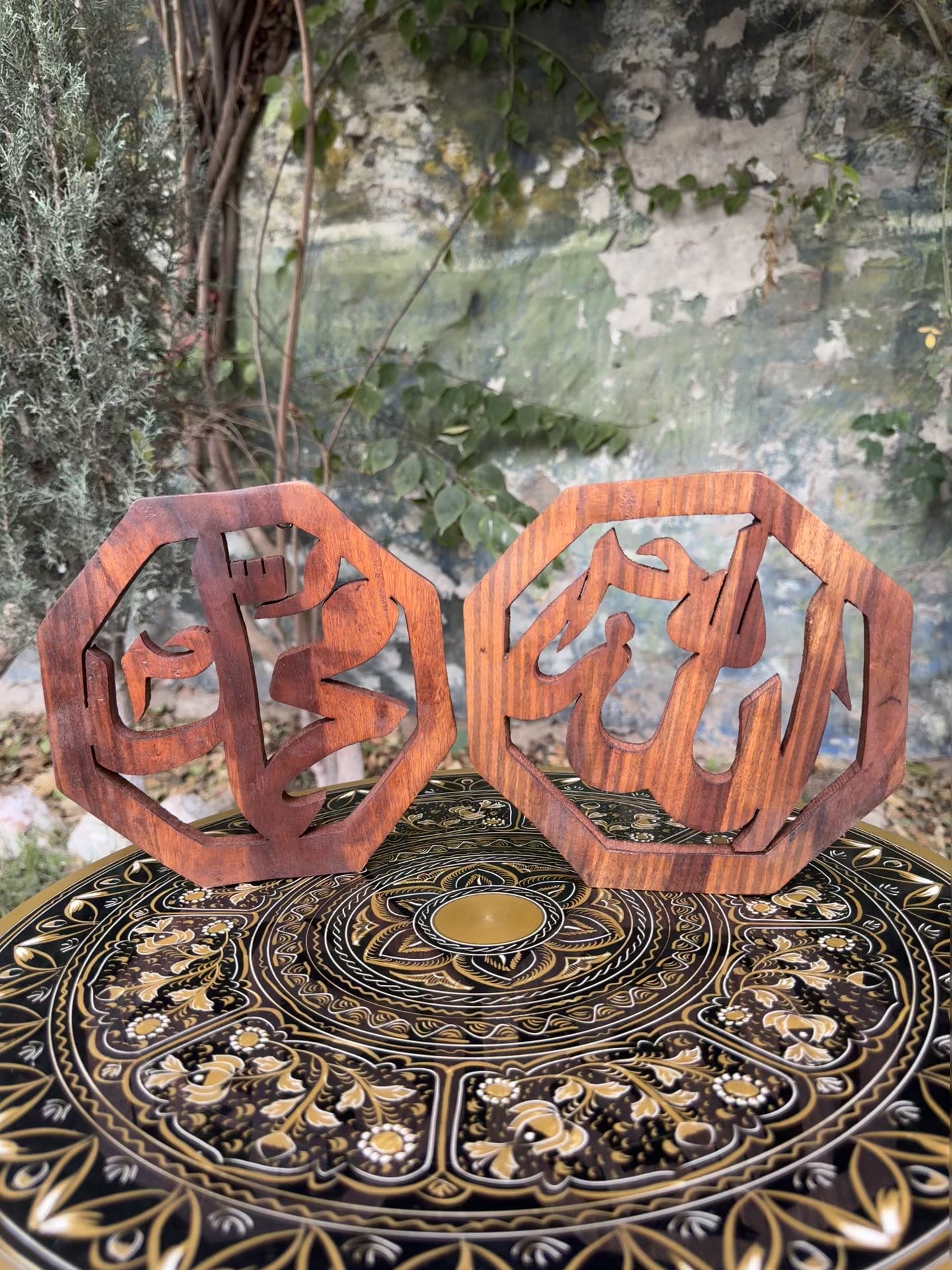 Handcrafted Wooden Allah & Muhammad (ﷺ) Islamic Wall Hanging Decor