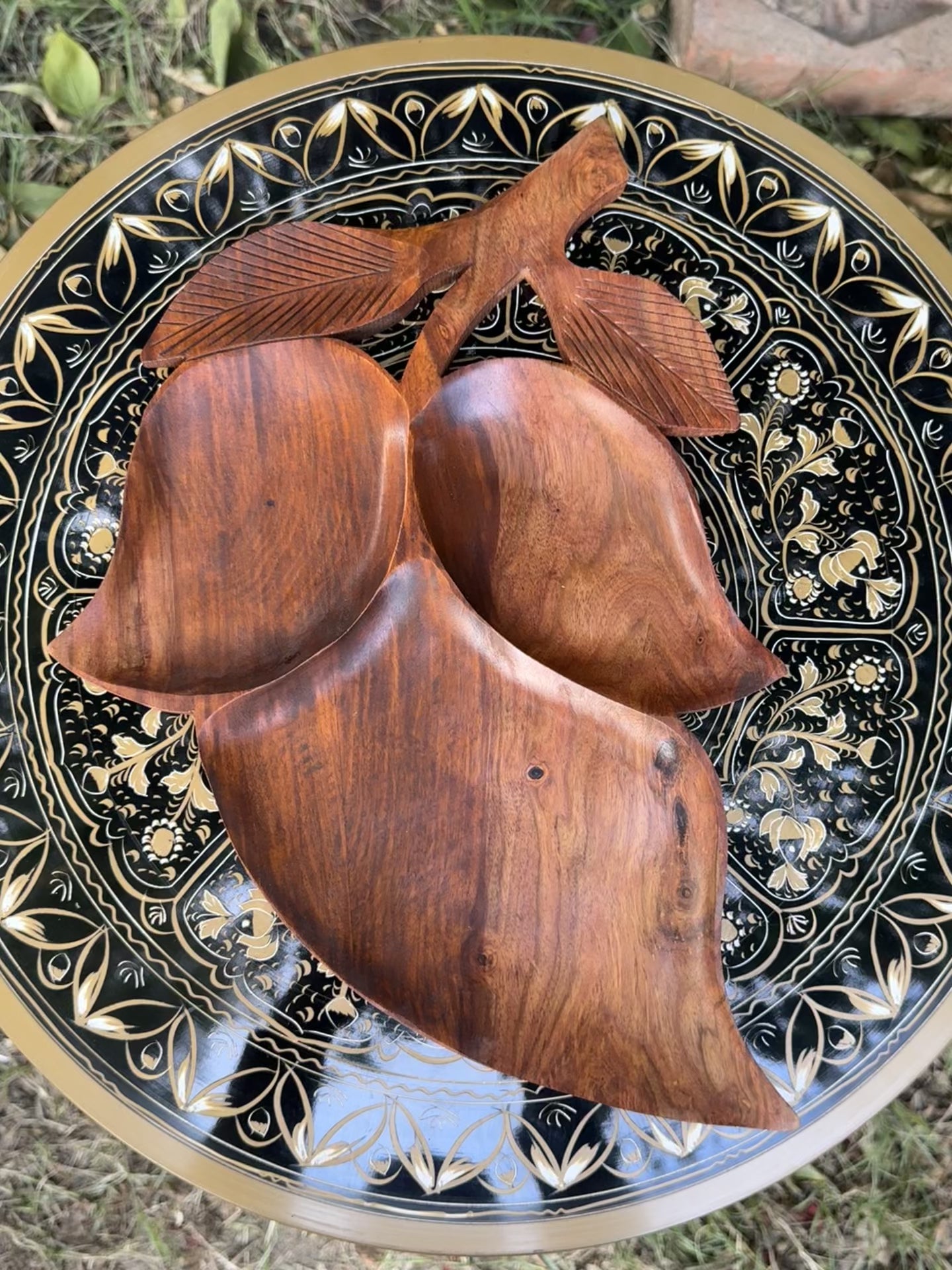Handcrafted Leaf Wooden Dry Fruit & Snack Platter