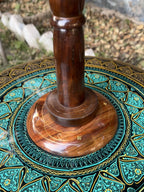 Handcrafted Wooden Floor-Standing Ashtray (with Intricate Brass Work)
