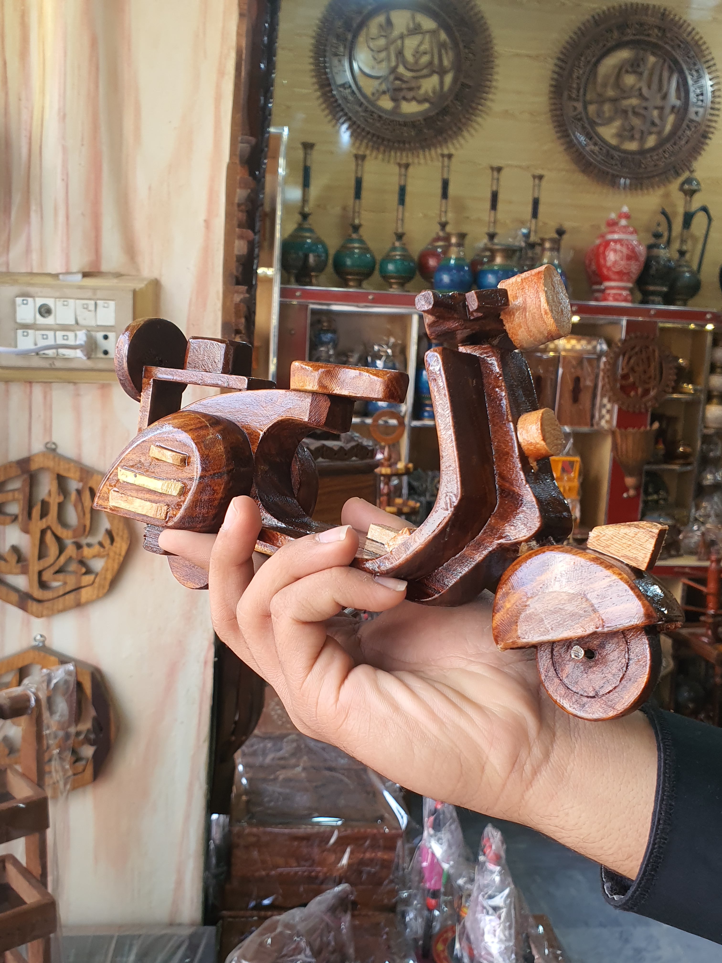 Handcrafted Wooden Vespa Scooter Model