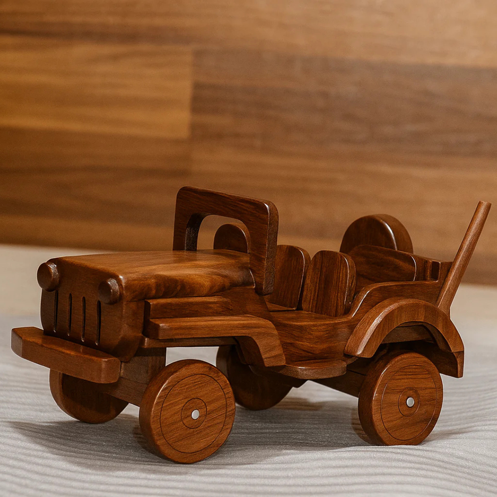 Handcrafted Wooden Jeep Model Toy
