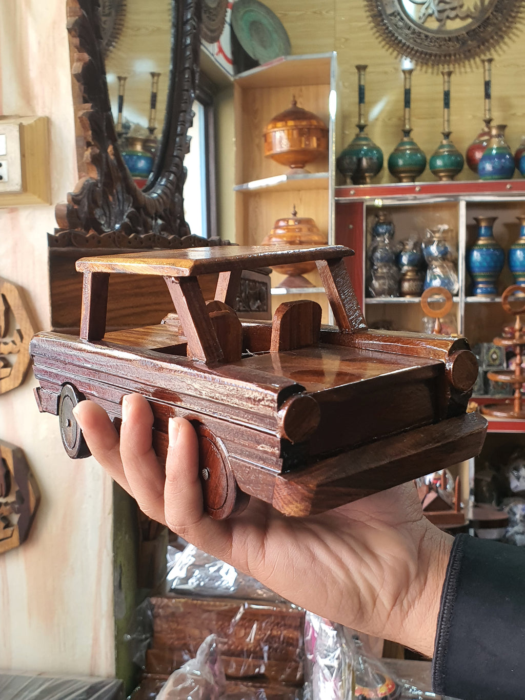 Handcrafted Wooden Vintage Car Model Toy