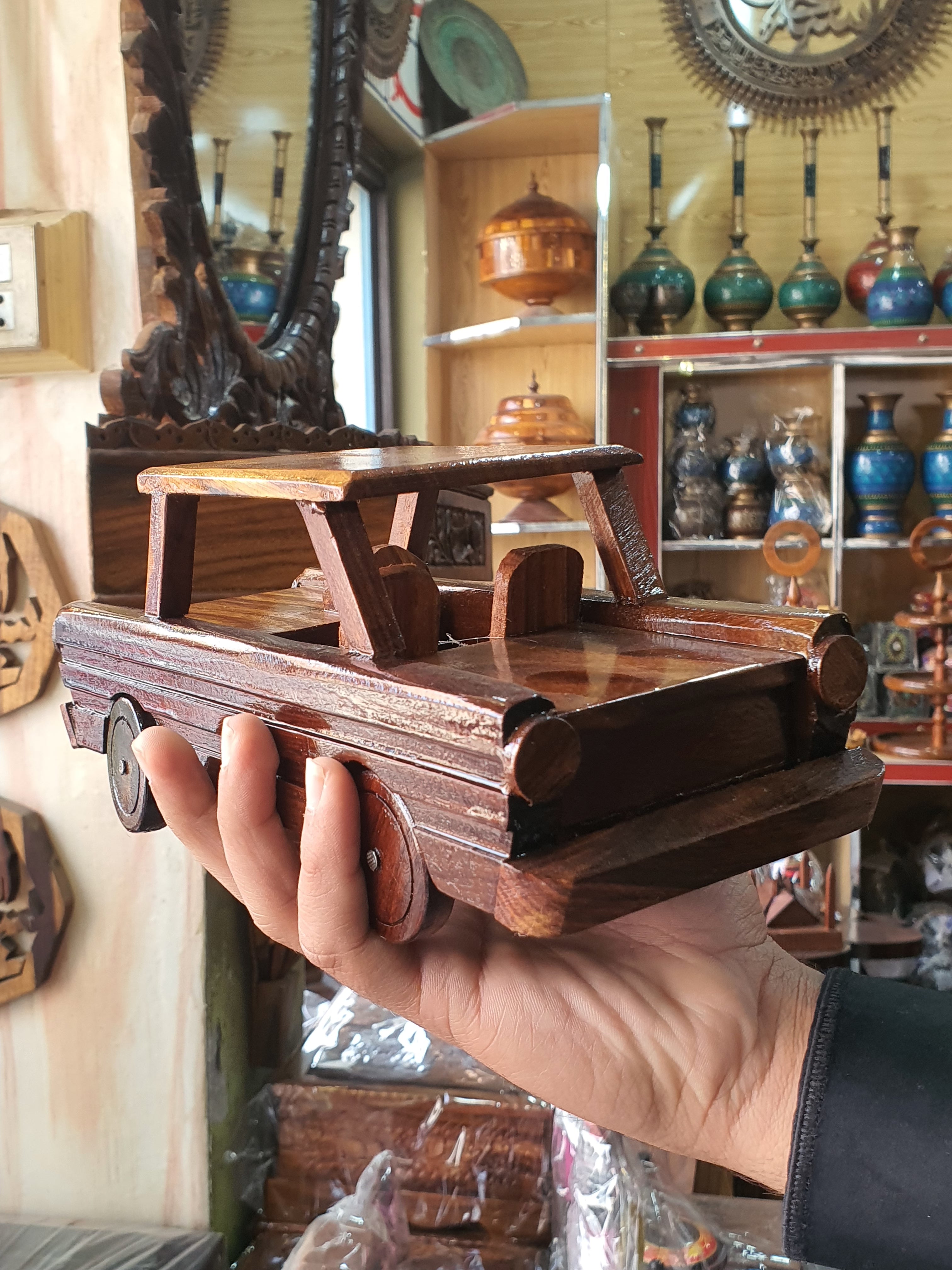 Handcrafted Wooden Vintage Car Model Toy