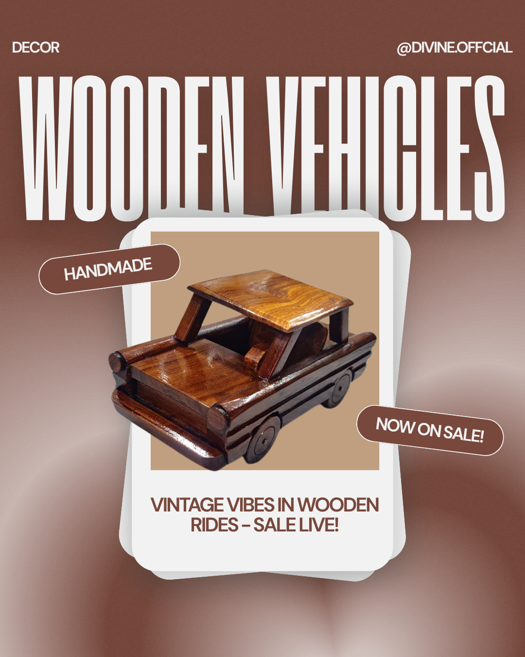 Handcrafted Wooden Vintage Car Model Toy