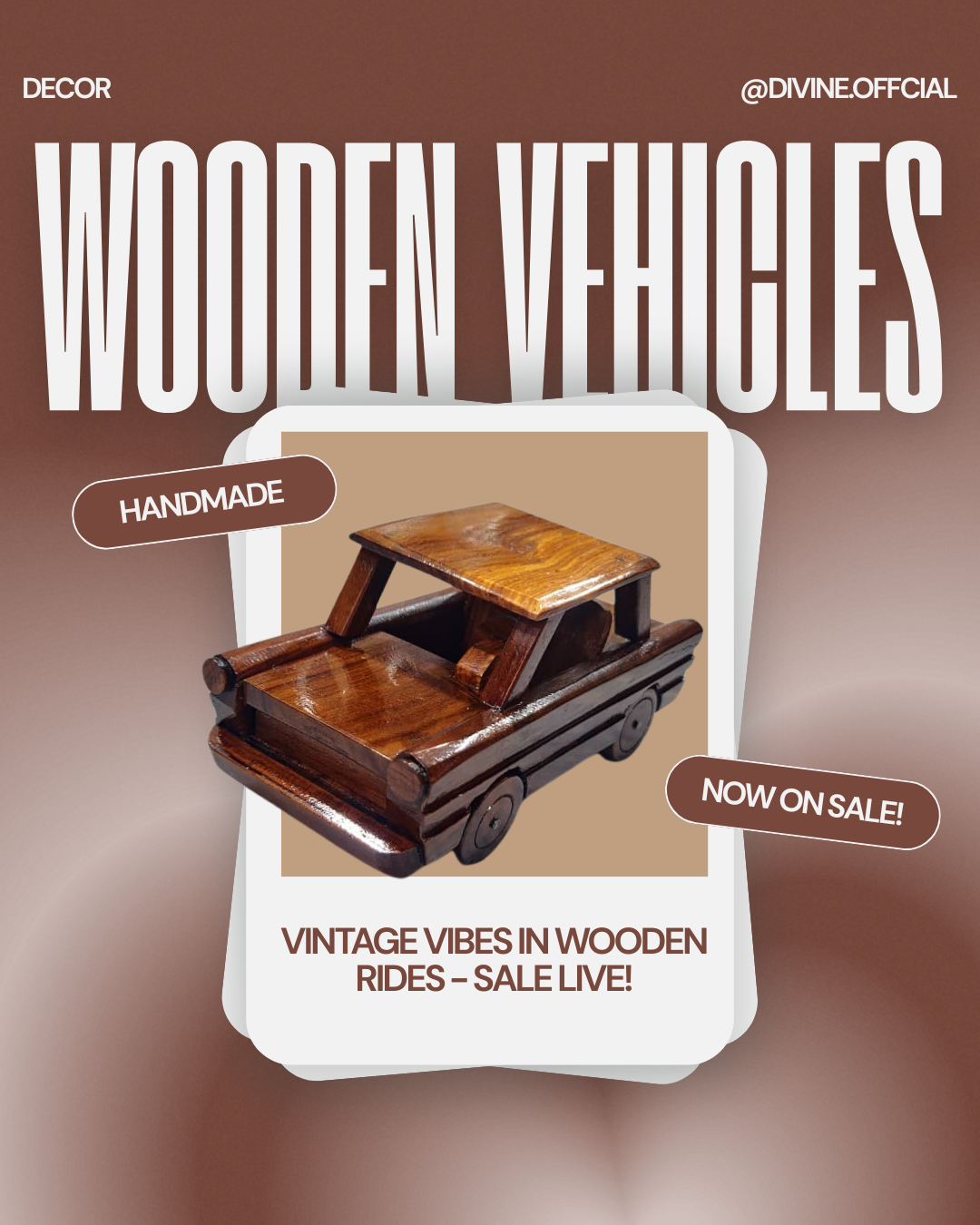 Handcrafted Wooden Vintage Car Model Toy