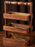 Handcrafted 3-Tier Wooden Spoon Stand & Cutlery Organizer